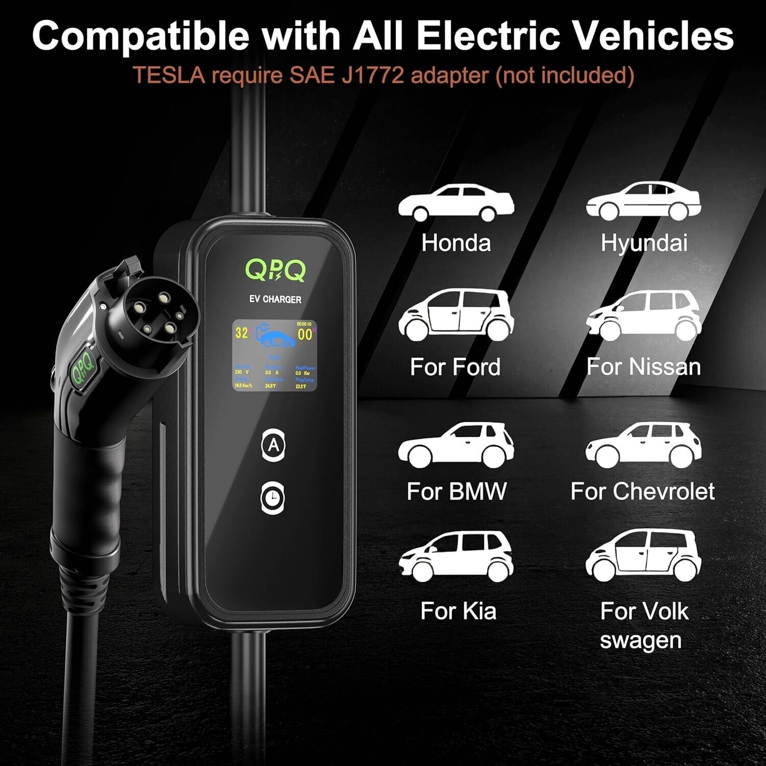 Portable Level 2 EV Charger 32Amp 110V-240V