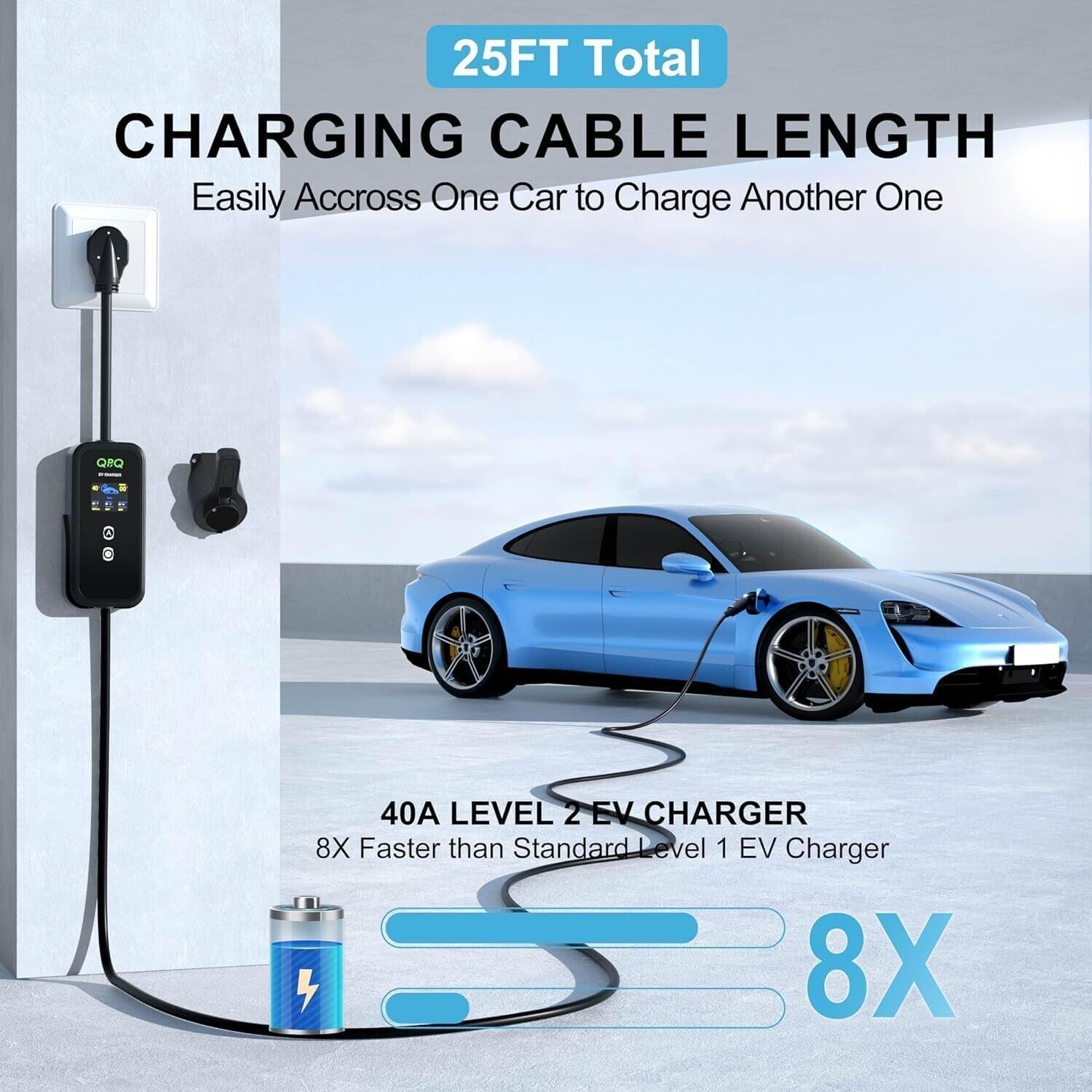 Portable Level 2 EV Charger 32Amp 110V-240V