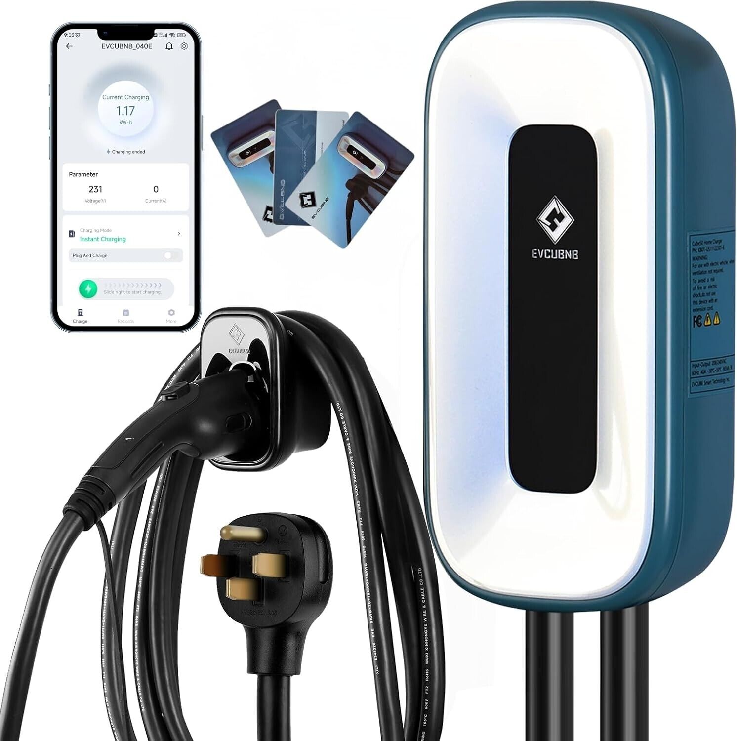 50 Amp Level 2 EV Charger Station - 240V, Indoor/Outdoor