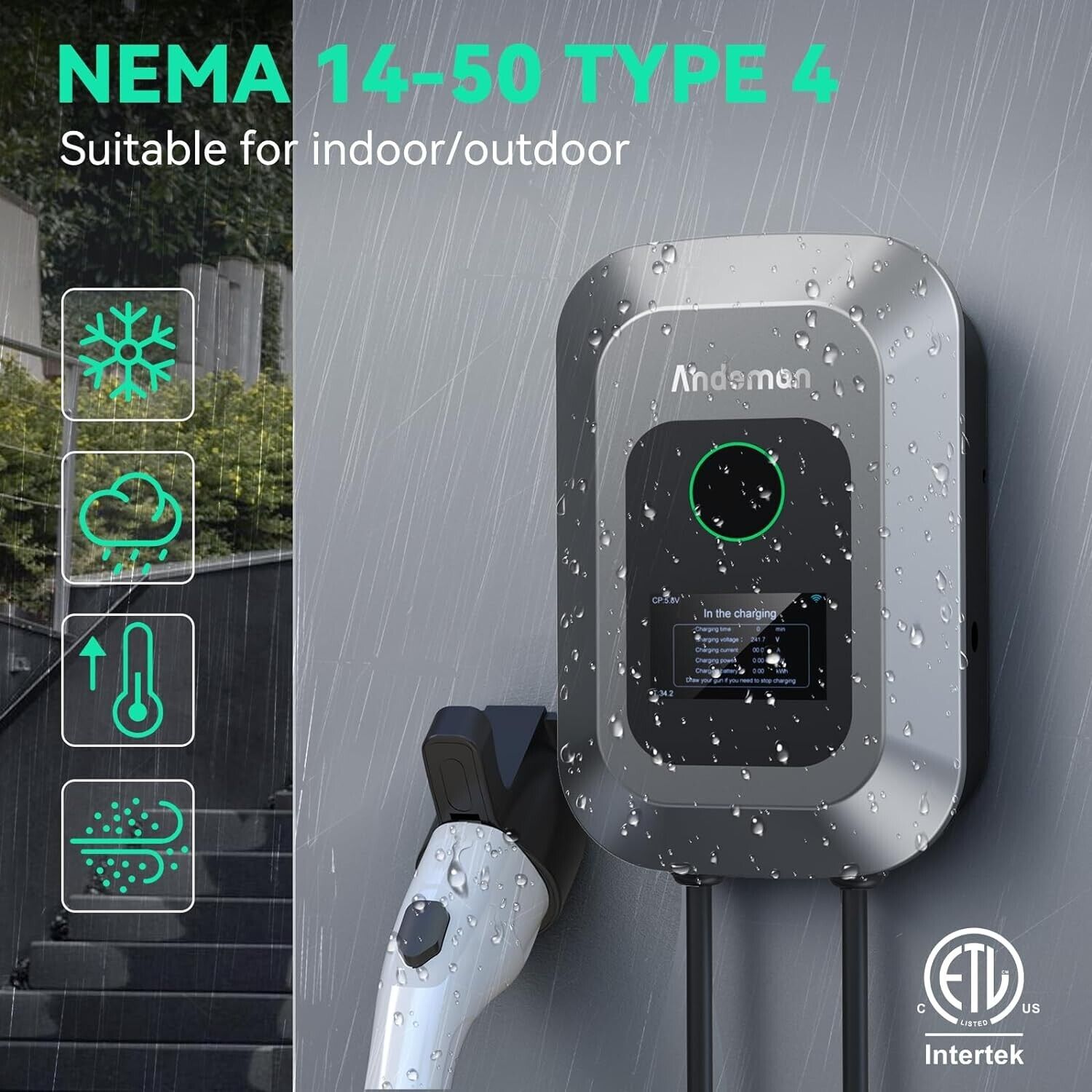 Smart 40 Amp EV Charger with RFID, App