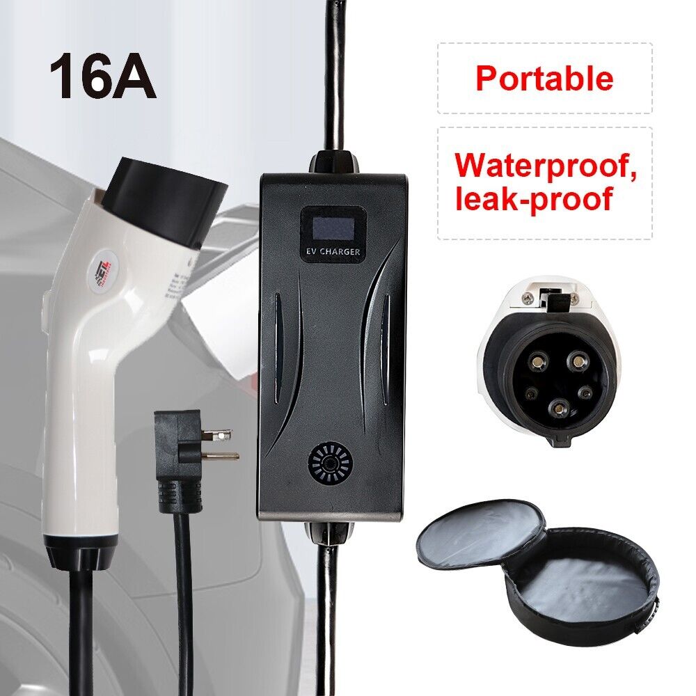 Portable Electric Vehicle Charger 16 Amp, 20 ft