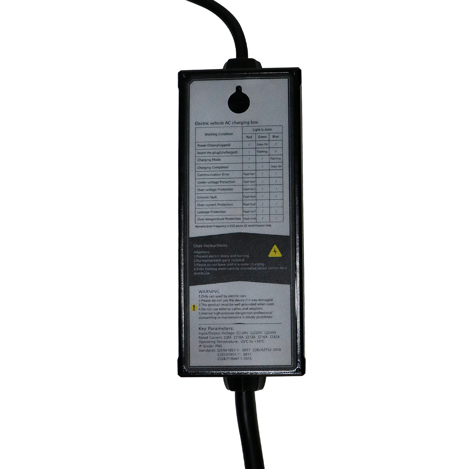 Portable Electric Vehicle Charger 16 Amp, 20 ft