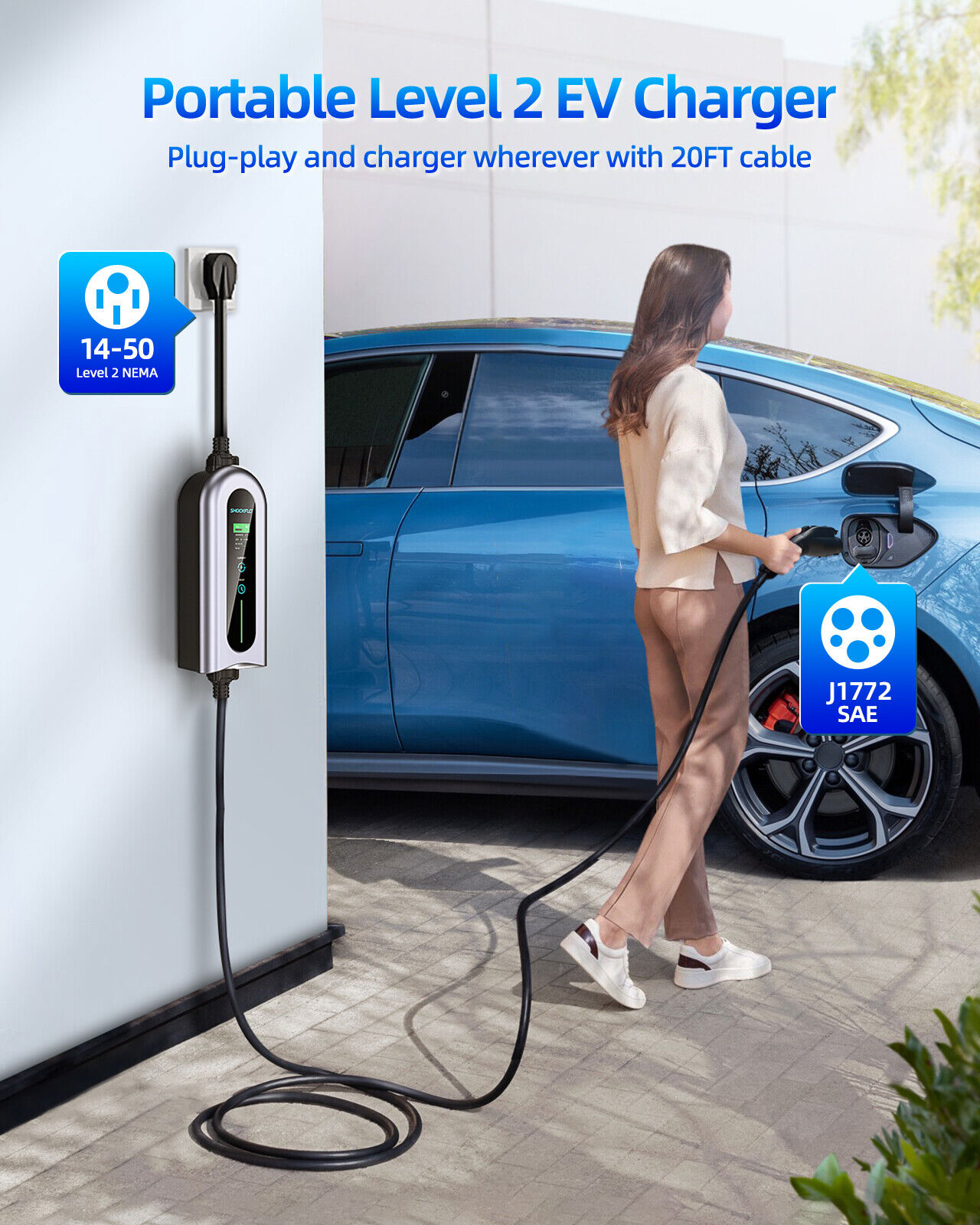 G1 Wall-mounted Level 2 EV Charger, 32Amp