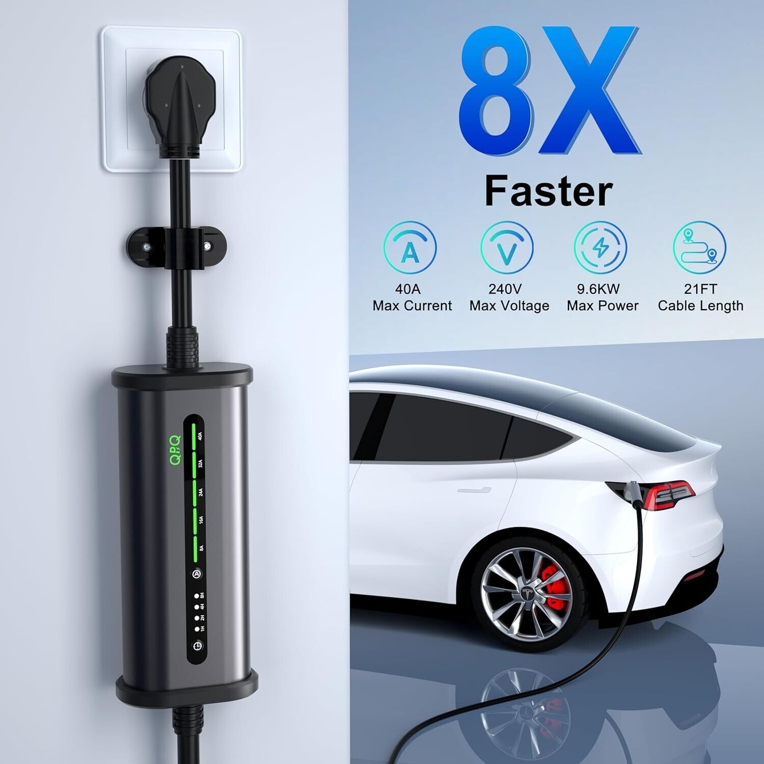 Portable Level 2 EV Charger 40A 240V NEMA