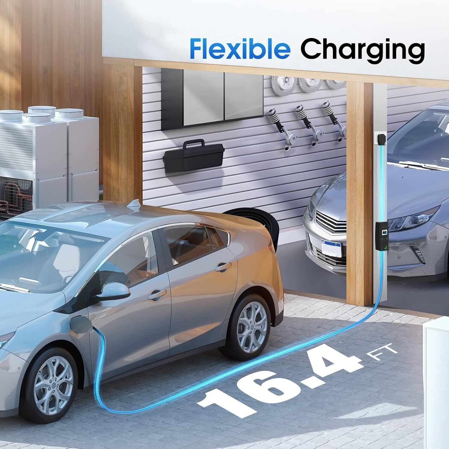 Portable Level 2 EV Charger, 32 Amp, 16.4ft Cable