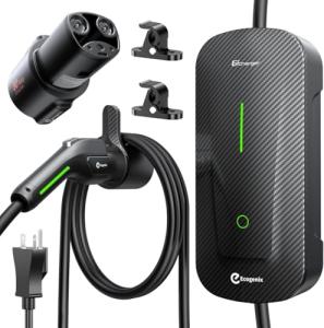 Ecogenix Carbon Fiber Level 1&2 EV Charger for Tesla/J1772, Portable 16Amp