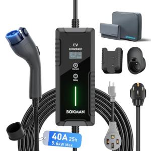 bokman Portable Level 1&2 EV Charger (240V,40A) Adjustable