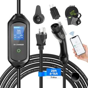 Portable 16Amp Level 1 EV Charger with Extension
