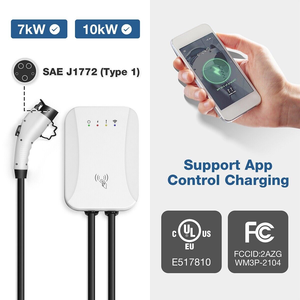 CARSTY 40A 10KW Level 2 EV Charger with NEMA 14-50 Plug