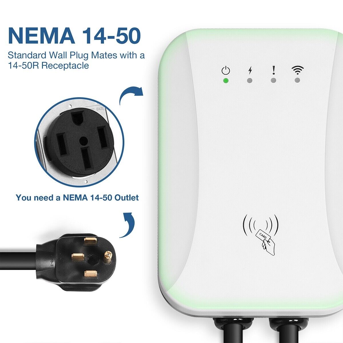 CARSTY 40A 10KW Level 2 EV Charger with NEMA 14-50 Plug