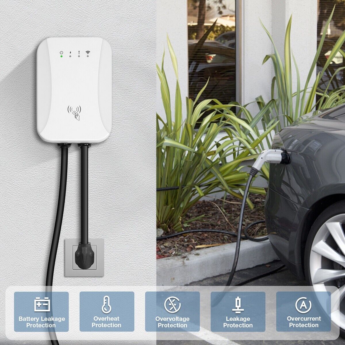 CARSTY 40A 10KW Level 2 EV Charger with NEMA 14-50 Plug