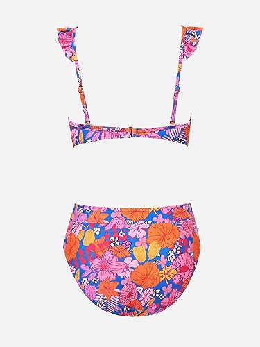 CUPSHE Floral Print Ruffle V Neck Bikini Set