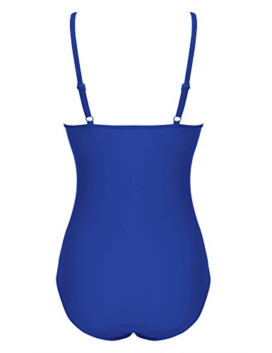 Ekouaer Vintage One-Piece Swimsuit, Blue, Size Large