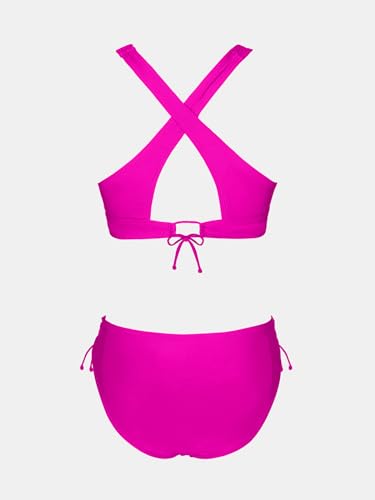 CUPSHE V Neck Bikini Set for Women Magenta
