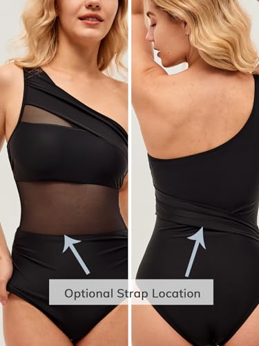 CUPSHE Women's Tummy Control One Piece Swimsuit Solid Black