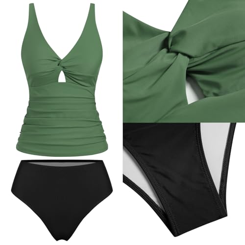 ZAFUL Twist Front Tankini Swimsuit Set, Tummy Control