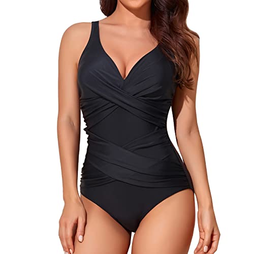 Smismivo Tummy Control One Piece Swimsuit - Black