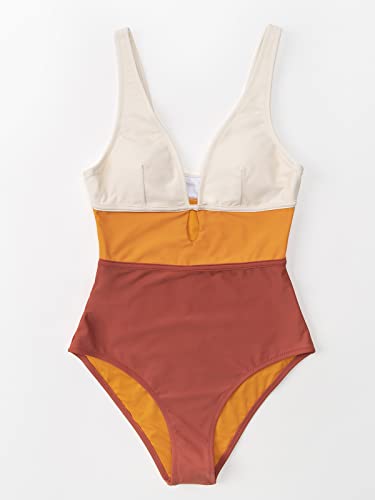 CUPSHE Color Block Keyhole Cutout One Piece Swimsuit