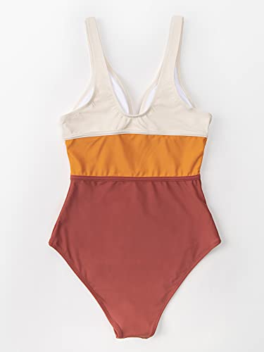 CUPSHE Color Block Keyhole Cutout One Piece Swimsuit