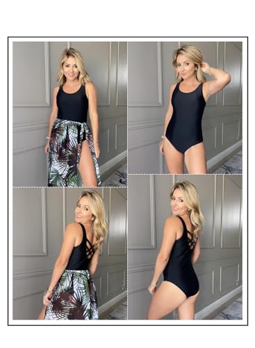Criss Cross Back One Piece Swimsuit - Black