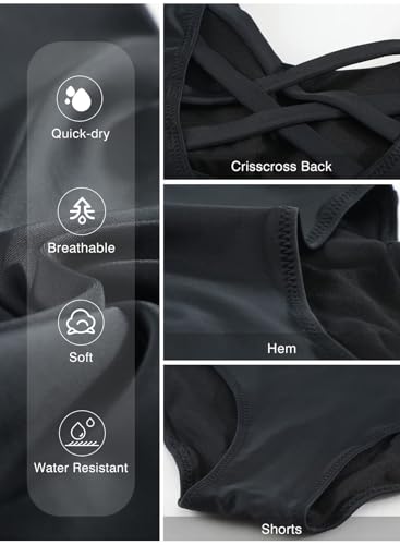 Criss Cross Back One Piece Swimsuit - Black