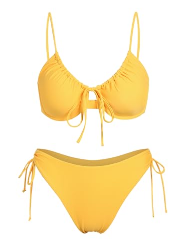 ZAFUL Women's Tie Front Underwire Bikini Set