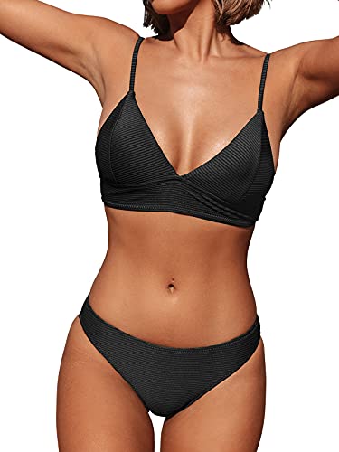 CUPSHE Black Sexy Triangle Two Piece Bikini
