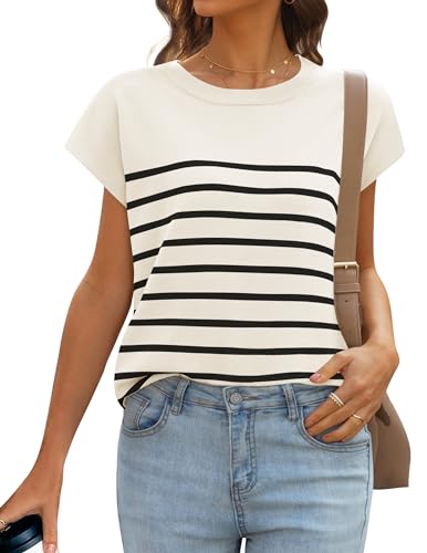Striped Summer Crewneck Tee Knit Casual Loose Shirt