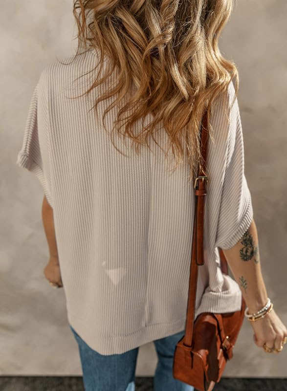 Dokotoo Women's Textured Waffle Knit Top - Apricot