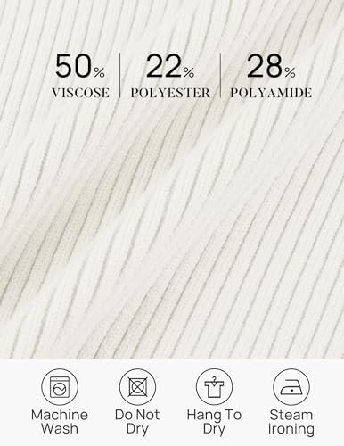 ZESICA V-Neck Ribbed Knit Tee - White, Medium