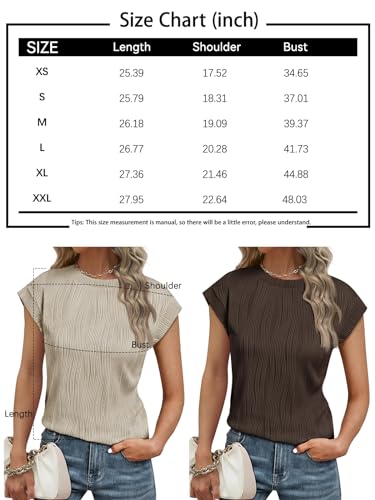 LILLUSORY Women's Crewneck Textured Summer Work Blouse