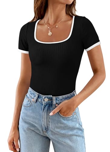 Square Neck Color Block Slim Fit Crop Top