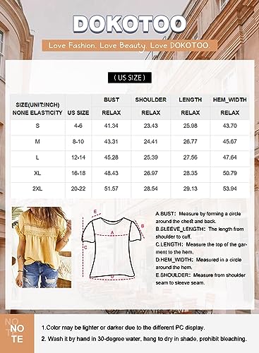 Dokotoo Women's Summer Short Sleeve Crochet Lace Hem Blouse