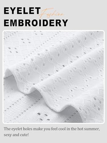 Eyelet Embroidered Short Sleeve White Blouse for Women