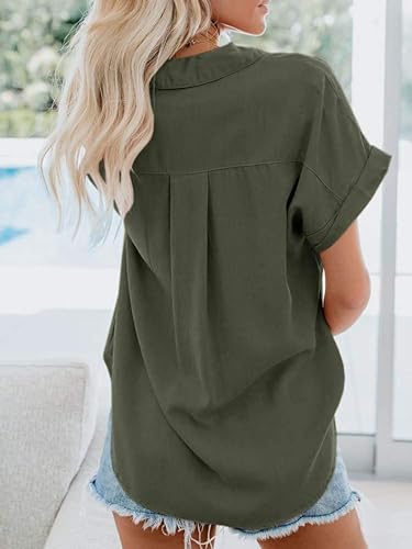 APRAW Women's Summer Button Down Top with Pockets