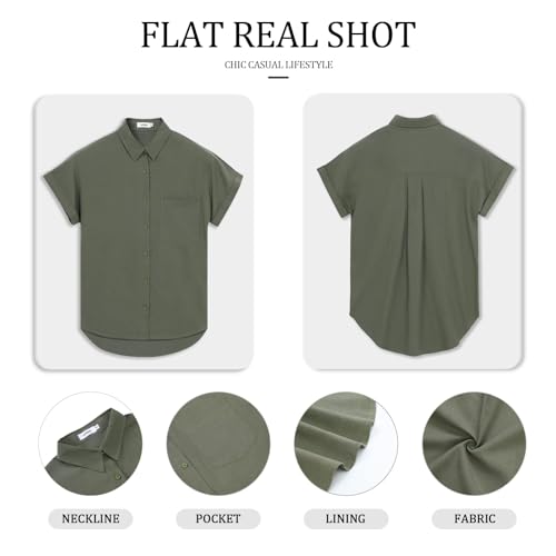 APRAW Women's Summer Button Down Top with Pockets