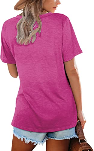 Lunivop Womens T Shirt Summer Casual V Neck Short Sleeve Solid Color Basic Tee Top