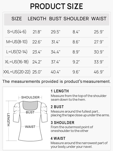 MEROKEETY Women's Summer Short Sleeve Tops Striped Square Neck Fitted Casual Tee Shirts Blouse, White, L