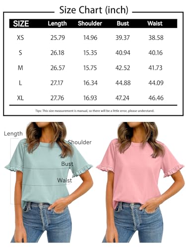 AUTOMET Womens Casual Cute Tops Ruffle Short Sleeve T Shirts Dressy Blouses Summer Spring Outfits Trendy Clothes Black