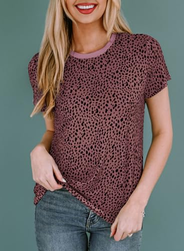 EVALESS Womens Casual Polka Dot Tops Crewneck Short Sleeve T Shirts Fashion 2024 Spring Summer Loose Fit Shirts Red Medium