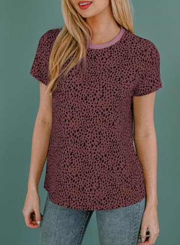 EVALESS Womens Casual Polka Dot Tops Crewneck Short Sleeve T Shirts Fashion 2024 Spring Summer Loose Fit Shirts Red Medium