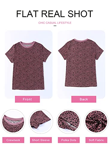 EVALESS Womens Casual Polka Dot Tops Crewneck Short Sleeve T Shirts Fashion 2024 Spring Summer Loose Fit Shirts Red Medium