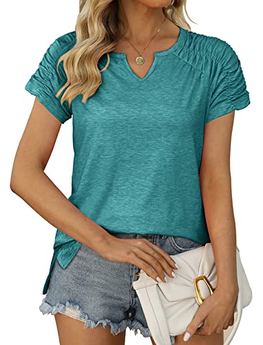 Women's V Neck Tshirt Summer Short Sleeve Tops Saint Patricks Day Shirts Polyester XL