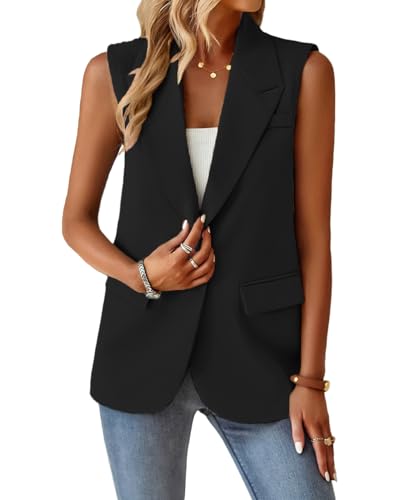 Vest for Women Black Blazer Women Sleeveless Cardigans Suit Tops Lightweight Light Casual Ladies Fashion Dressy Trendy Work Business Office Professional Clothes Outfits Women's Blazers & Suits Jackets