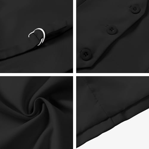 V VOCNI Vest for Women V Neck Suit Vest Racerback Sleeveless Fashion Dressy Crop Vest Top Fitted Jacket Waistcoat Black Large