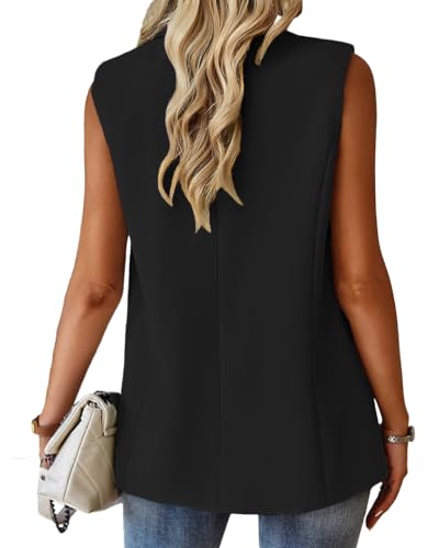 Vest for Women Black Blazer Women Sleeveless Cardigans Suit Tops Lightweight Light Casual Ladies Fashion Dressy Trendy Work Business Office Professional Clothes Outfits Women's Blazers & Suits Jackets
