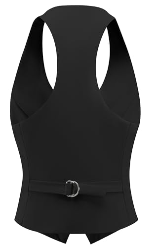 V VOCNI Vest for Women V Neck Suit Vest Racerback Sleeveless Fashion Dressy Crop Vest Top Fitted Jacket Waistcoat Black Large