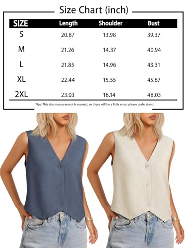AUTOMET Womens Vests Crop Tank Tops 2024 V Neck Sleeveless Linen Button Casual Work Suit Cute Spring Break Outfits Waistcoat Jacket