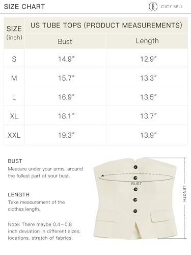 Cicy Bell Notched Neck Tube Tops Blazer Sleeveless Button Fitted Strapless Work Blazer Vest