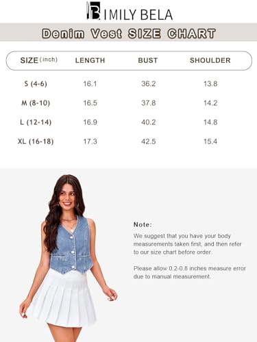 Imily Bela Womens Denim Vest Sleeveless V Neck Button Down Jean Waistcoat Jacket Y2K Summer Crop Tops